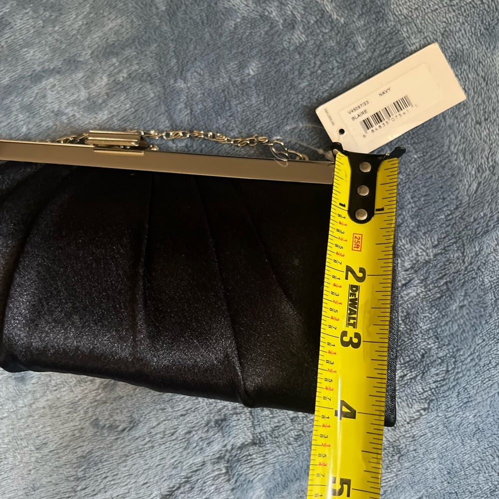 Jessica McClintock Womens Blaire Navy Satin Frame Evening Clutch Bag Purse - Picture 8 of 8